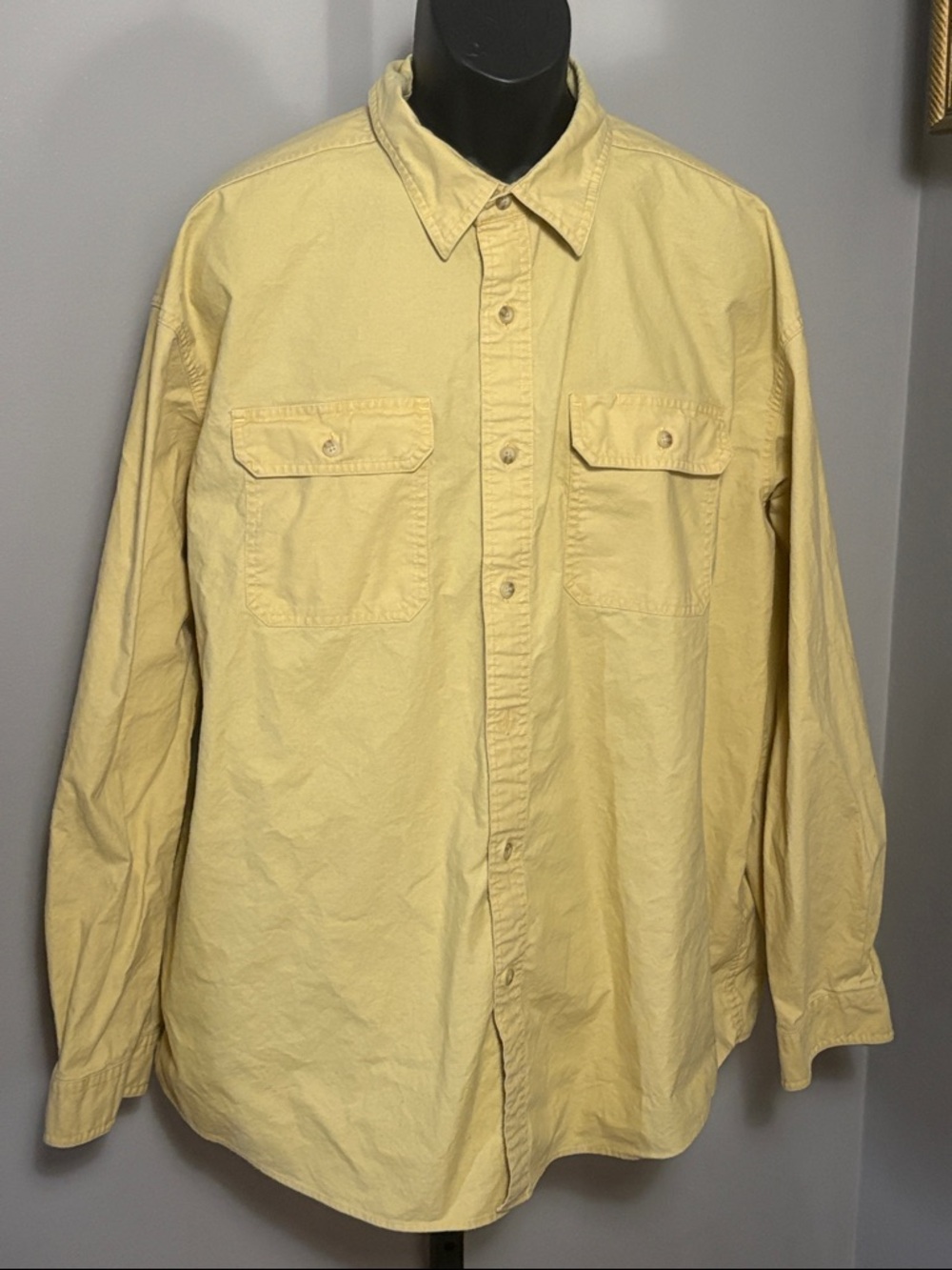 LL Bean XXL Traditional Fit Light Yellow Button Up Shirt